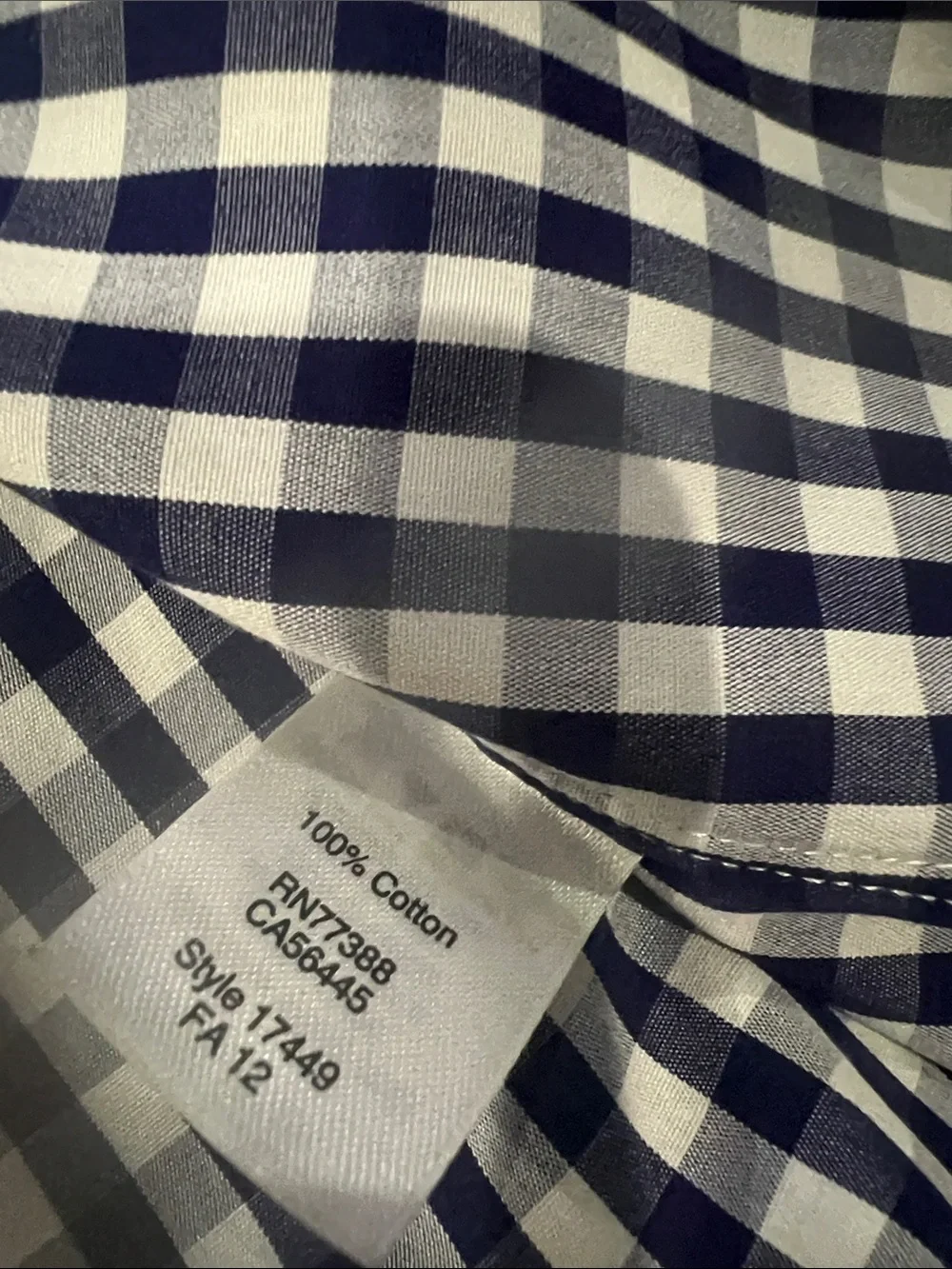 J. Crew Navy and White Gingham Dress Shirt